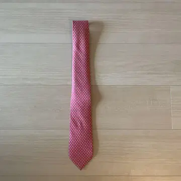 핑크 도트 무늬 실크 넥타이 표준 사이즈