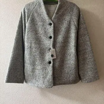 이스타일레 미사용 새상품 노카라 그레이 울 혼방 숏코트