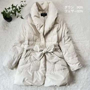 새상품급 Ketty 케티 여배우 옷깃 다운 코트 M 아이보리 숄카라