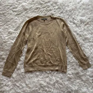LAURA ASHLEY 여성용 긴팔 니트 S 면 코튼 베이지