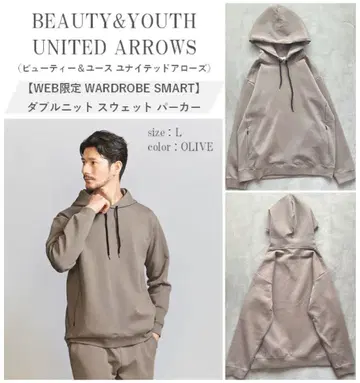 B&YUNITED ARROWS 더블 니트 후드 맨투맨 L OLIVE