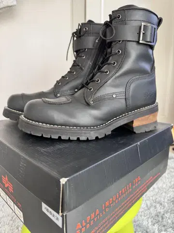 ALPHA INDUSTRIES 블랙 바이커 부츠 27.0cm
