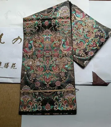 새상품급 육통 무늬 후쿠로 오비 화려한 봉황