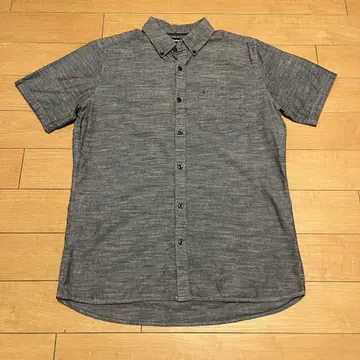 Hurley 하레이 반팔 셔츠 그레이 버튼 다운 샴브레이 남성용