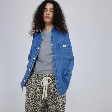 시루무린 Wide 커프스 denim 셔츠 자켓