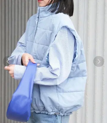 차오패닉 티피 볼륨 충전솜 베스트 톤 다운 블루 오버 사이즈
