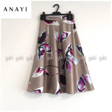 ANAYI 빅 플라워 프린트 플레어 스커트 38