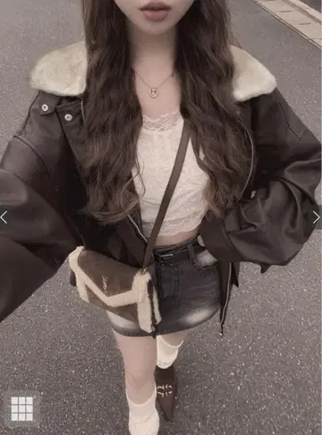 GRL 퍼 티펫 포함 가죽 블루종[fo1988]