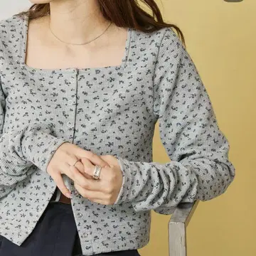 Kastane 미니 꽃무늬 스퀘어 서멀 가디건
