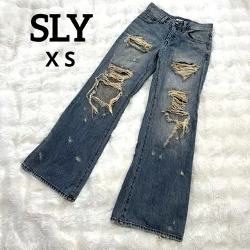 SLY JEANS 데미지 데님 팬츠 X S