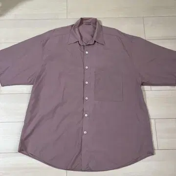 AURALEE 퍼플 핑크 오버 사이즈 반팔 셔츠 사이즈 5