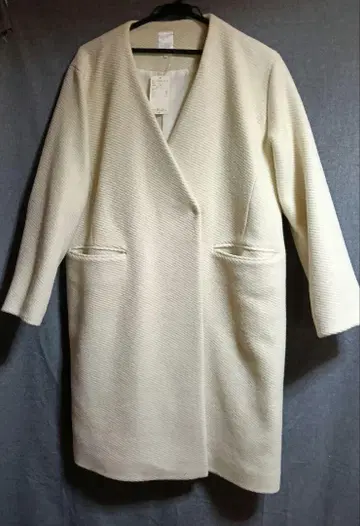 아이보리 노카라 롱 코트