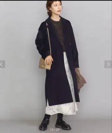 뷰티 앤 유스 테일러드 리버 코트 네이비