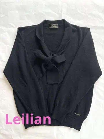 Leilian 레리안 모 100% 타이 블랙 스웨터 상의