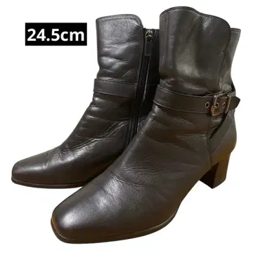 [ 새상품급 ] 사이드 지퍼 가죽 숏부츠 24.5cm