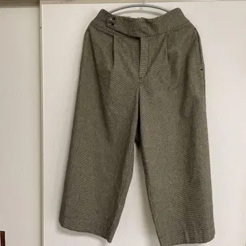 PAL'LAS PLACE 인디고 하운드투스 체크 패턴 크롭 팬츠