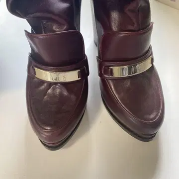DAKS 버건디 가죽 롱 부츠 41
