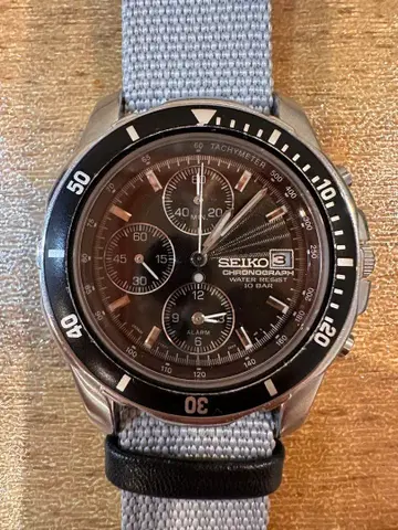 작동 세이코 크로노그래프 7T62-0DT0 블랙 다이얼 빈티지