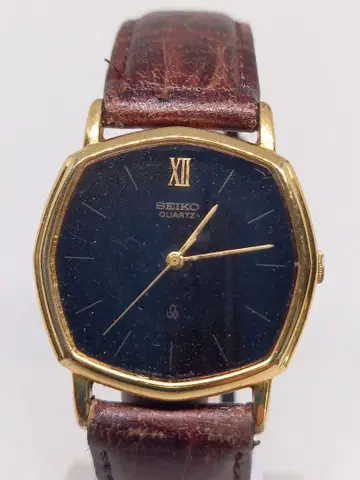 SEIKO 쿼츠 손목시계 팔각형 블랙