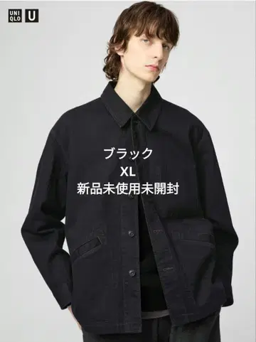 유니클로 U 오버 사이즈 데님 칼라 자켓 블랙 XL