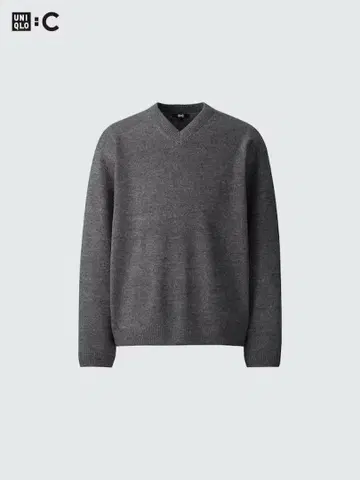 미사용 새상품 유니클로c UNIQLO 릴랙스 V넥 스웨터 M 그레이