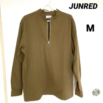 JUNRED 브라운 하프 지퍼 긴팔 풀오버