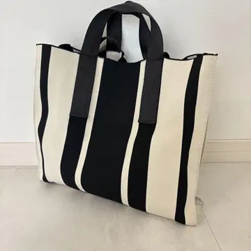 [ 미사용 새상품 ] ZARA 자라 스트라이프 패브릭 토트백