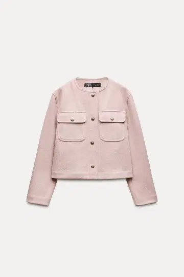 ZARA 노카라 자켓 핑크