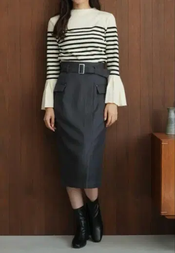 [새상품급] 벨트 달린 카고 타이트 스커트