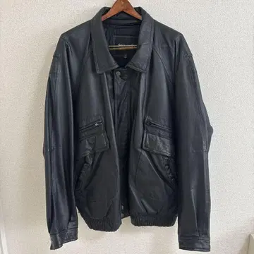 pierre cardin 블랙 가죽 오버 사이즈 자켓