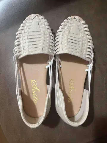 화이트 뜨개질 플랫슈즈