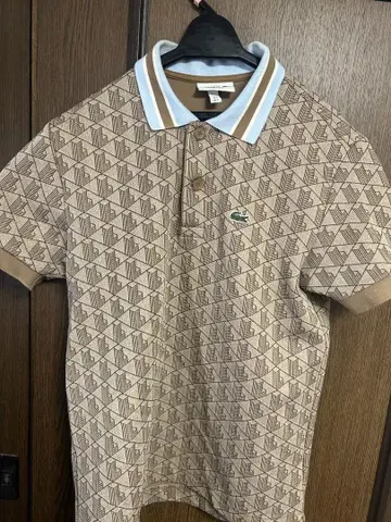 LACOSTE 기하학 패턴 피케 셔츠 US S 모노그램
