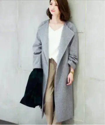 Spick&Span 노카라 로브 코트 그레이 38