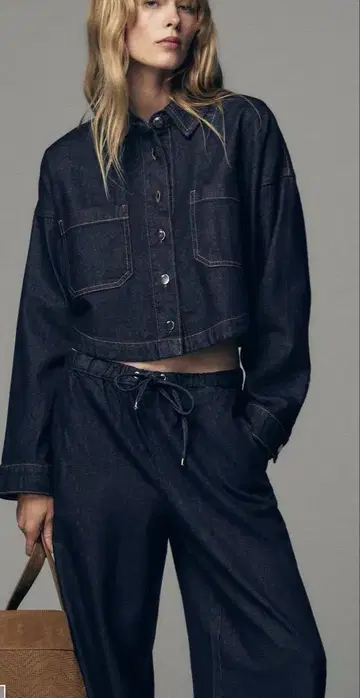 ZARA 숏 데님 셔츠 새상품
