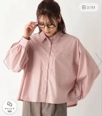 새상품! 더스티 핑크 벌룬 슬리브 셔츠