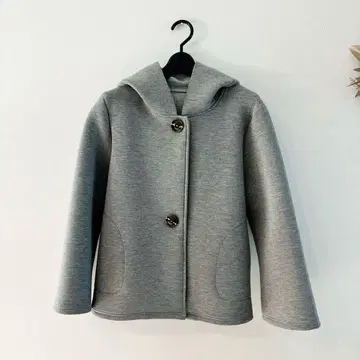 [ 새상품급 ] piacere 숏 기장 후드 부착 코트 그레이