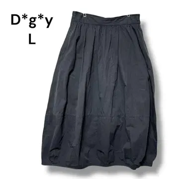 DGY 스커트 롱 벌룬 L 블랙 무지 허리 69-77