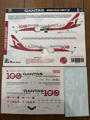QANTAS Boeing 787-9 한정판 1/200 데칼