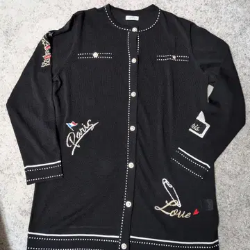 새상품급 ABISTE 아비스테 에펠탑 자수 블랙 가디건