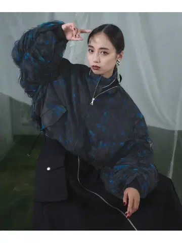 [새상품급] HARE 자켓 아우터 블루종 점퍼 블루 블랙