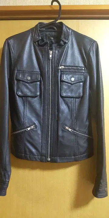 블랙 가죽 (양가죽) 여성용 자켓