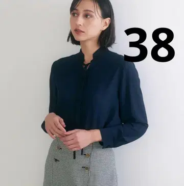 아나이 조젯 하이쇼쿠 타이 블라우스 리본 버튼