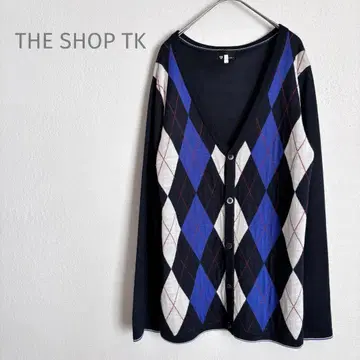 새상품급 [ THE SHOP TK ] 다이아 무늬 V넥 가디건 네이비