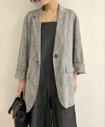 Mila Owen 미라 오웬 드롭 숄더 시어 자켓 체크