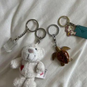 곰 크리스탈 거북이 키링 세트