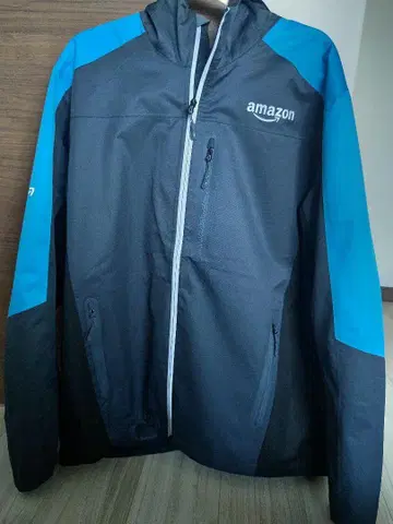 Amazon 로고 풀 지퍼 자켓 블랙/파랑 L 사이즈