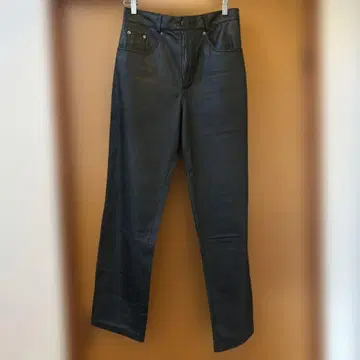 블랙 가죽 팬츠 슬림핏