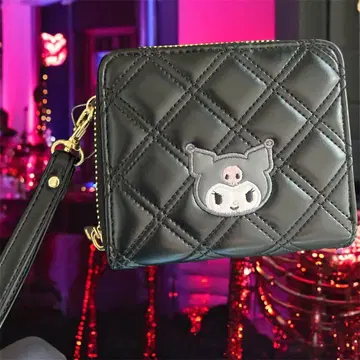 Sanrio 퀼팅 쿠로미 접이식 지갑 블랙 새상품