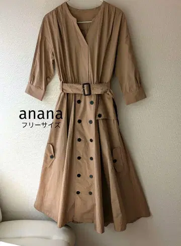 anana 셔츠 원피스 트렌치 벨트 포함 프리 사이즈 베이지 7부 소매