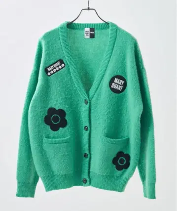 MARY QUANT/마리퀀트 와펜 샤기 니트 가디건